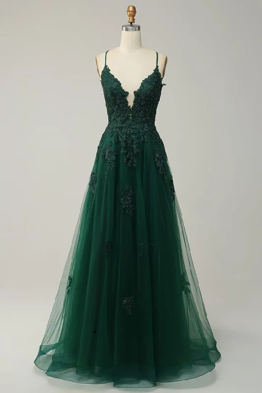 Savings Alert flowy dressA Line Emerald Green Long Prom Dress For Teens  Y4541