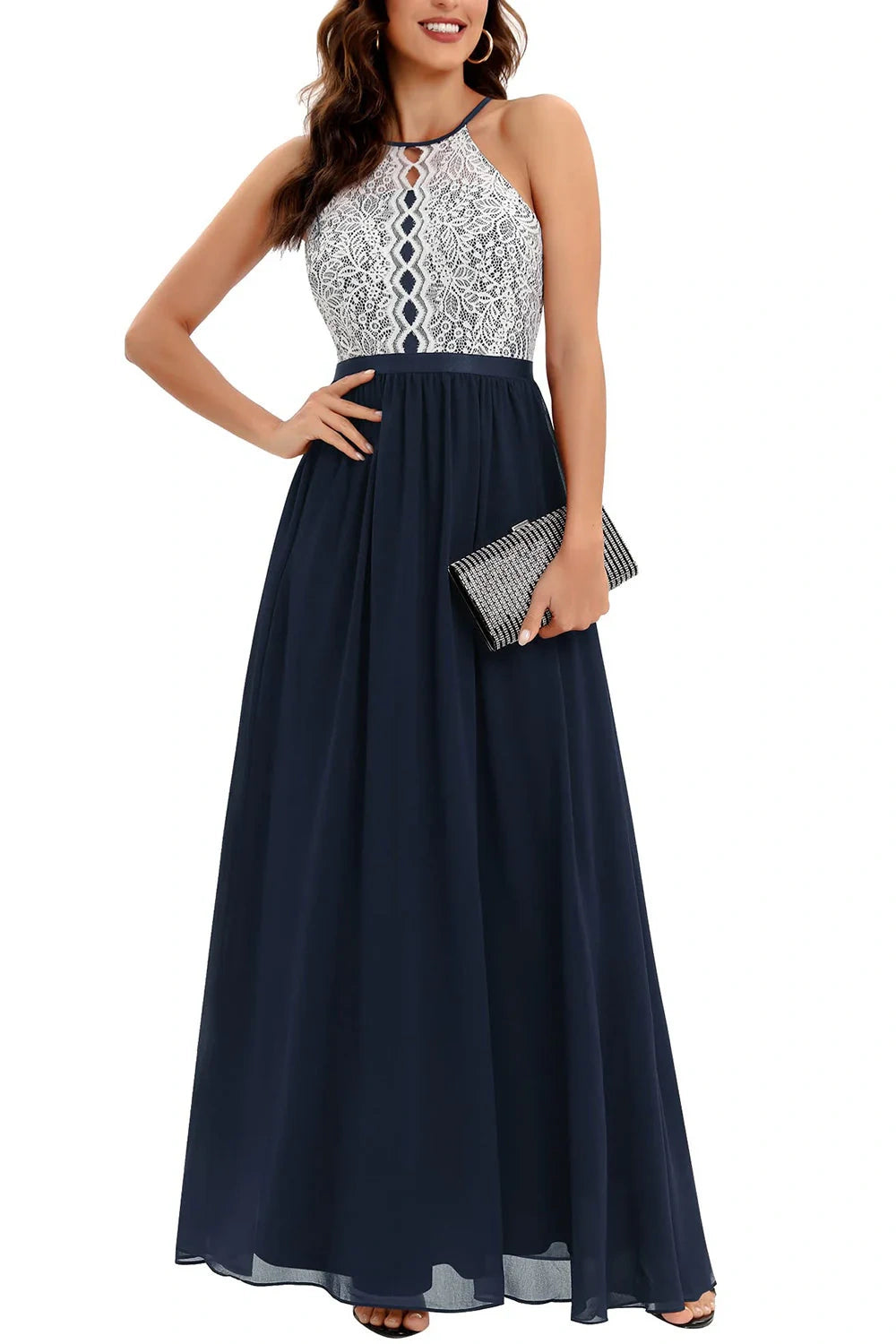 Friends and Family Sale floral dressSexy Round Empire Lace Appliques Chiffon A-Line Bridesmaid Dress