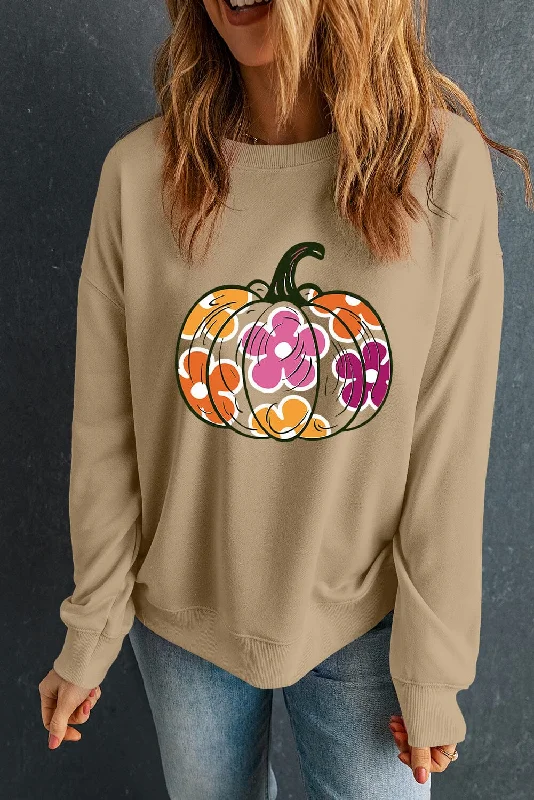 Lowest Prices luxe hoodieperformance hoodie for gymPumpkin & Flower Graphic Long Sleeve Sweatshirt
