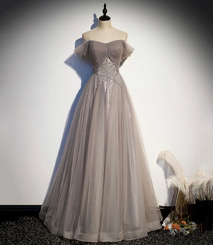 Overstock A-line dressElegant tulle lace long prom dress A line evening gown s67
