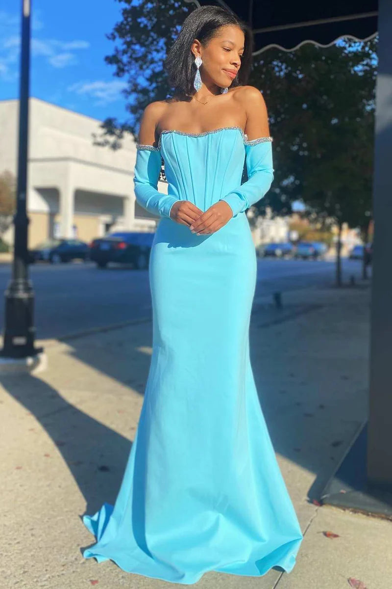 Special Discount fitted bodycon dressSatin Trumpet Sweetheart Strapless Empire Beaded Prom Dress