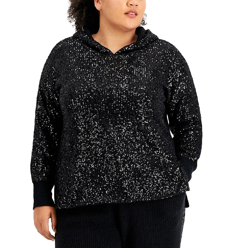 Exclusive Offers street style hoodietrendy fitness sweatshirtINC International Concepts Plus Size Sequin Sweater Hoodie