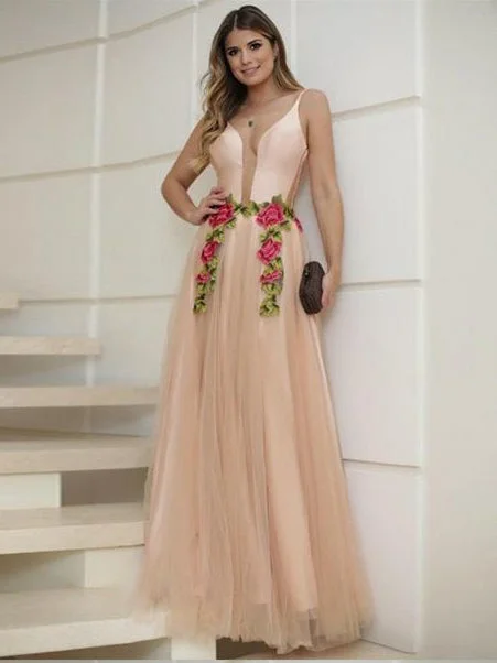 Flash Deals Chic Prom Dresses with Straps Aline Embroidery Long Prom Dress Sexy Evening Dress JKL1511