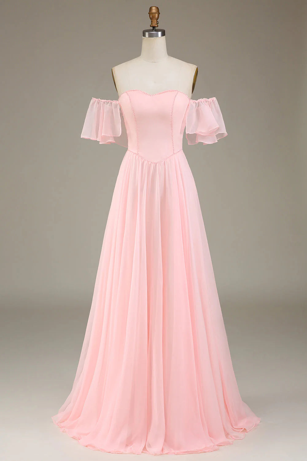 Instant Savings fitted dressChiffon Pink A-Line Off-Shoulder Sweetheart Empire Bridesmaid Dress