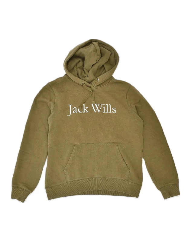 Crazy Deals performance hoodie for gymJACK WILLS Womens Graphic Hoodie Jumper UK 12 Medium Khaki Cotton