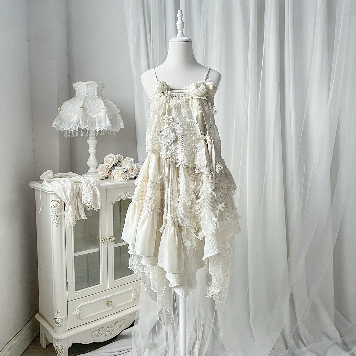 Can't Miss ruched dressCornfield Lolita~Moonlit Gardenia~Elegant Wabi-sabi Style Lolita JSK dress Irregular Hem Dress Can't Miss ruched dressCornfield Lolita~Moonlit Gardenia~Elegant Wabi-sabi Style Lolita JSK dress Irregular Hem Dress