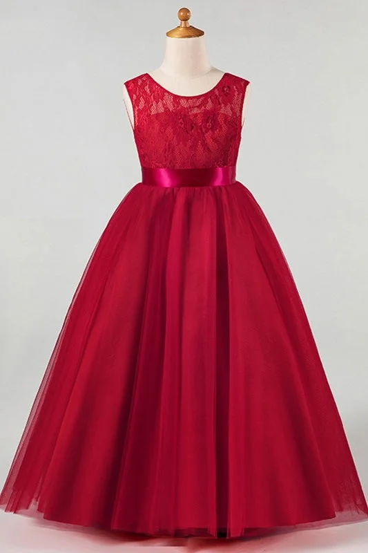 Deal Explosion chic dressTulle A-Line Round Sleeveless Empire Flower Girl Dress