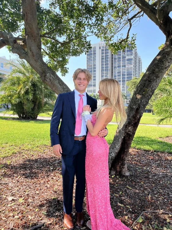 Savings Spectacular off-shoulder dressWomens Dresses Long Prom Dress with Split Evening Party Formal Gowns Sequin Pink Prom Dress Y4088