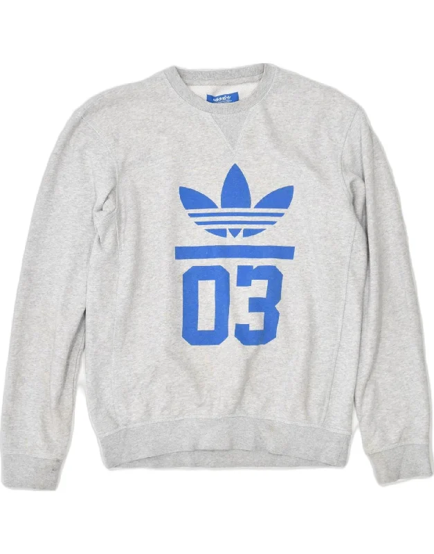 Super Sale stylish hoodie for womenADIDAS Womens Graphic Sweatshirt Jumper UK 6 XS Grey Cotton