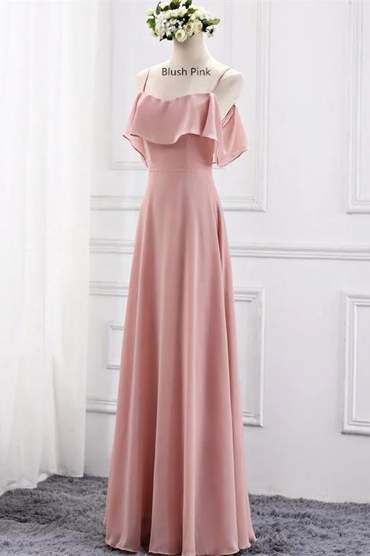 Crazy Savings fitted cocktail dressStraps Blush Pink Chiffon Long Bridesmaid Dress
