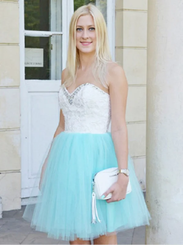 Daily Deals Beautiful Homecoming Dresses Sweetheart A Line Lace Short Prom Dress Party Dress JK613