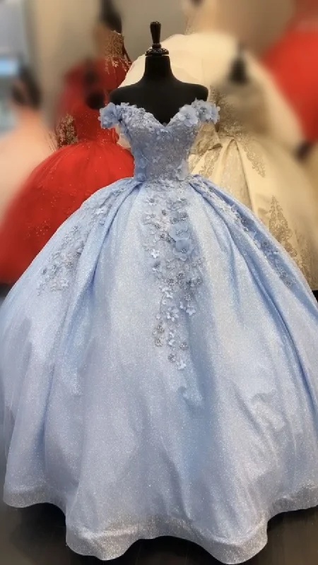 Unbeatable Prices comfy dressBlue 3D Flowers Puffy Ball Gown Quinceanera Dresses Off The Shoulder Pageant Dress Y4209 Unbeatable Prices comfy dressBlue 3D Flowers Puffy Ball Gown Quinceanera Dresses Off The Shoulder Pageant Dress Y4209