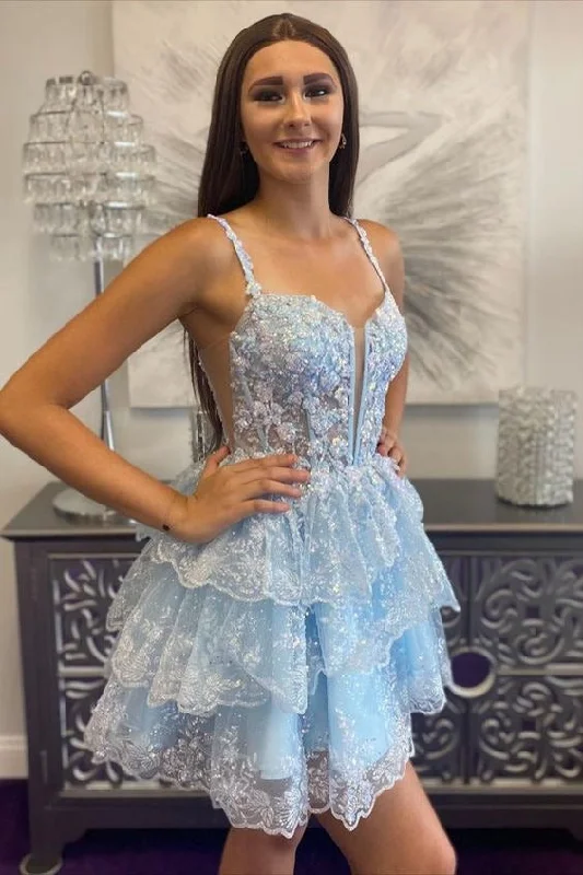 Extra Savings modern dressStraps Tulle Sequin A-Line Homecoming dress with Ruffle Skirt Extra Savings modern dressStraps Tulle Sequin A-Line Homecoming dress with Ruffle Skirt