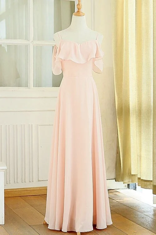 Stock Clearance oversized dressPeach Chiffon Long Mismatched Bridesmaid Dresses
