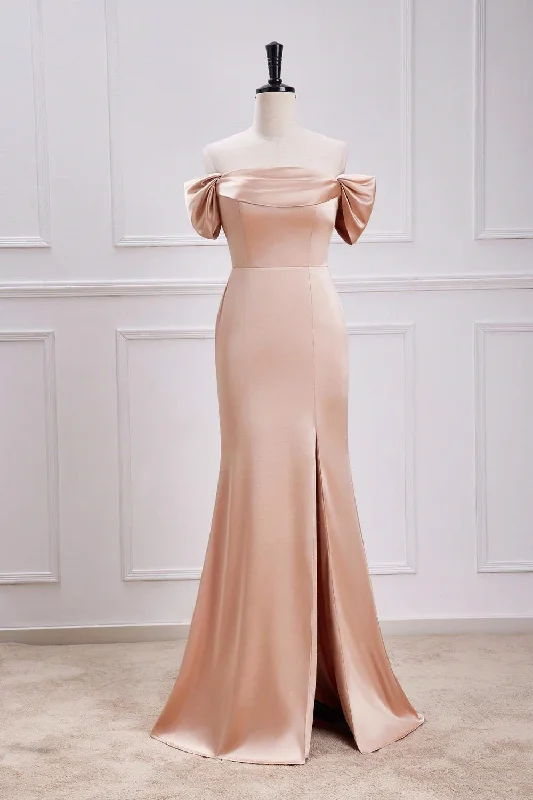 Quick Sale trendy mini dressChampagne Off-Shoulder Mermaid Long Bridesmaid Dress with Slit Quick Sale trendy mini dressChampagne Off-Shoulder Mermaid Long Bridesmaid Dress with Slit