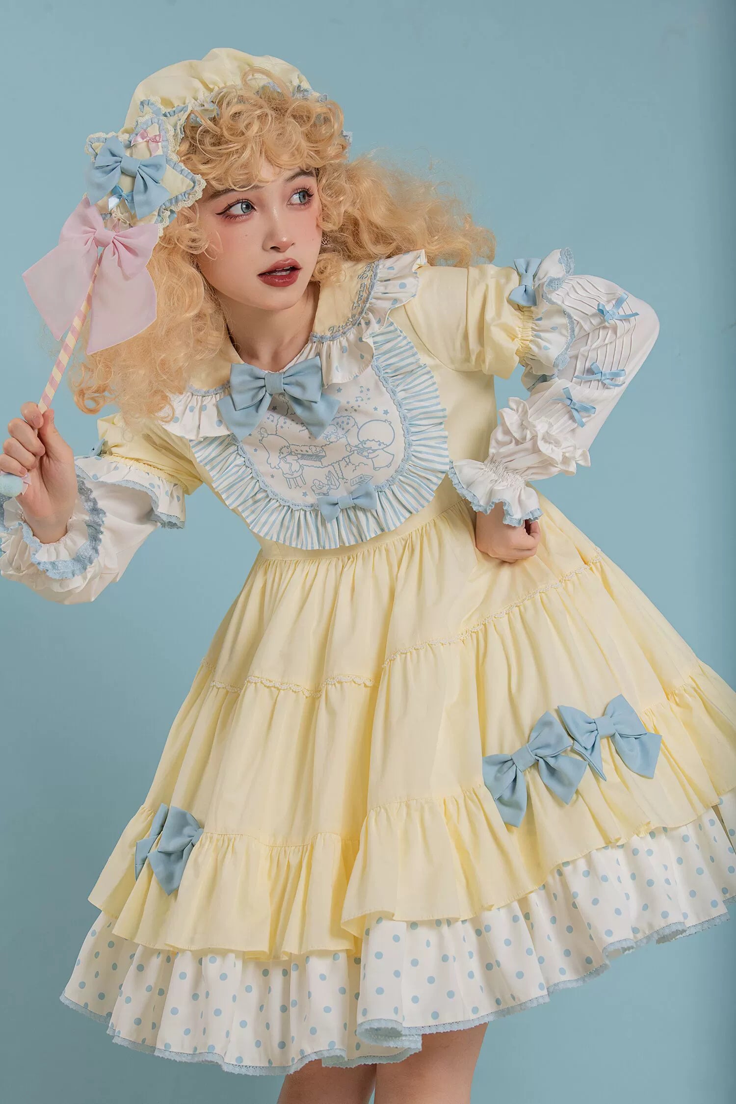 Discount Mania flowy evening dressVcastle~Sweet Lolita OP Dress Splicing Sleeve Apron Dot Print Dress