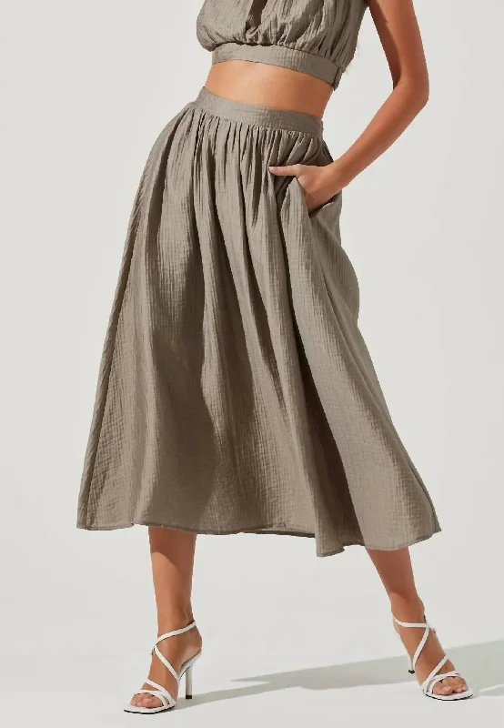 Warehouse Sale bodycon dressTerra Bella High Waist Midi Skirt in Mushroom
