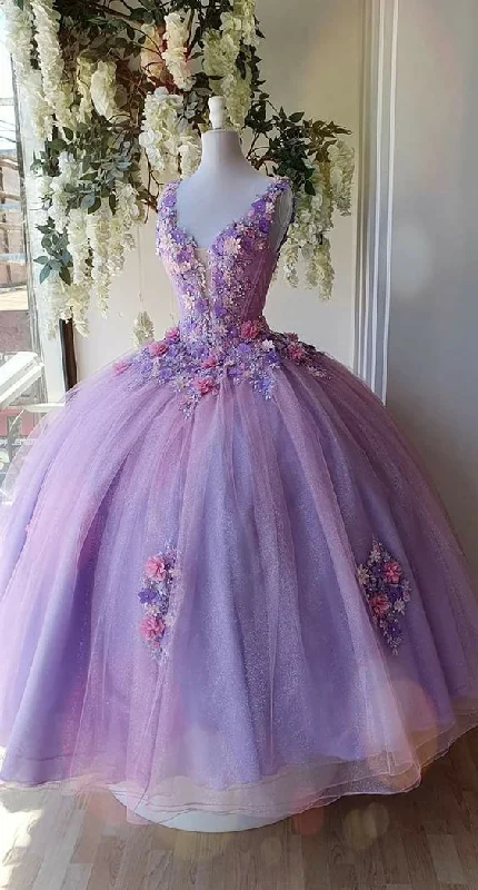 Markdown Madness relaxed fit dressPrincess Tulle Long Prom Dress with Flower,Ball Gowns Quinceanera Dresses Y4372