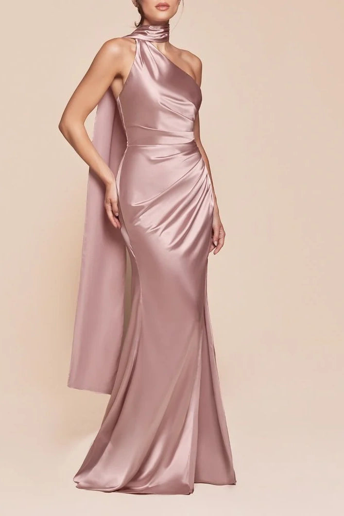 Amazing Deals midi dressSexy Satin Fitted Sleeveless Bridesmaid Dress With Side Slit