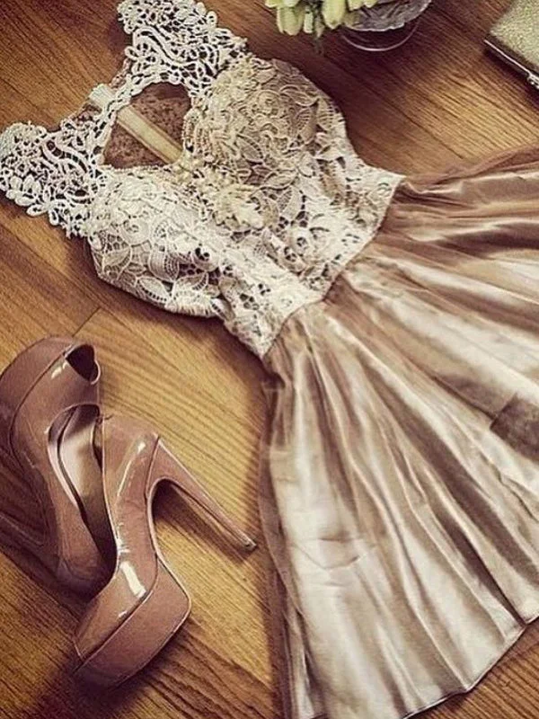 Bargain Prices Chic Homecoming Dresses Aline Simple Short Prom Dress Lace Party Dress JK609