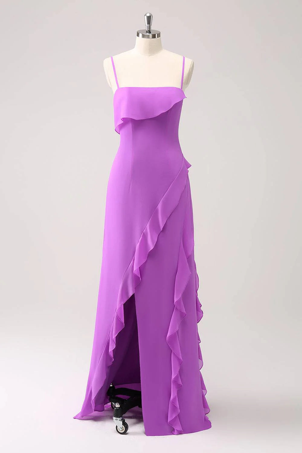 Blowout Sale backless dressSquare Spaghetti Straps Ruffled With Side Slit Bridesmaid Dress Blowout Sale backless dressSquare Spaghetti Straps Ruffled With Side Slit Bridesmaid Dress