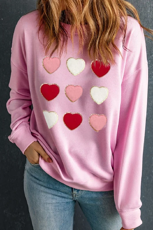 Special Savings fashion hoodiebreathable gym hoodieContrast Heart Long Sleeve Sweatshirt