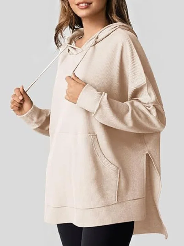 Major Savings zip-up hoodiecomfy workout wear hoodieDrawstring Slit Long Sleeve Hoodie