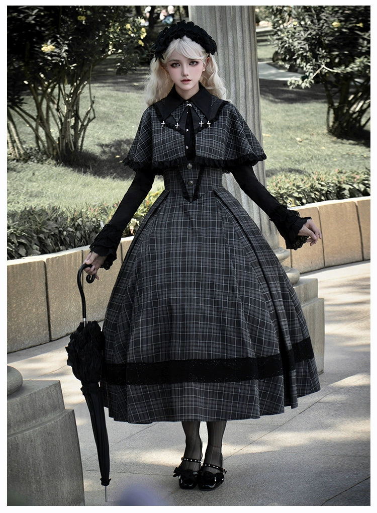 Special Promotion silk dressWith PUJI~Ming Stationery~Gothic Lolita Bustier Dress and Shawl Set Lolita Blouse