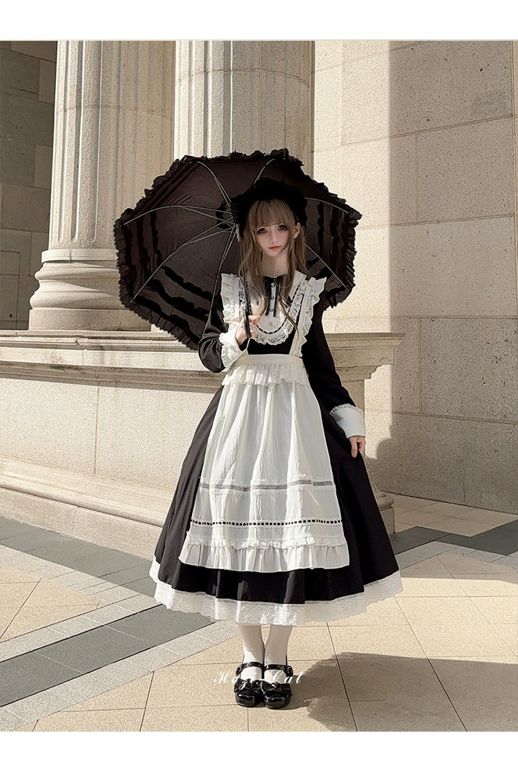 Epic Deals stylish party dressHezi's Cat Haven~Black Cat Butler~Maid Lolita OP Dress Elegant Black and White Dress