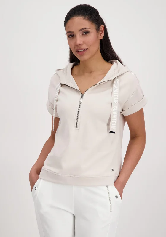 Best Bargains street style hoodieMonari Half Zip Short Sleeve Hoodie, Beige