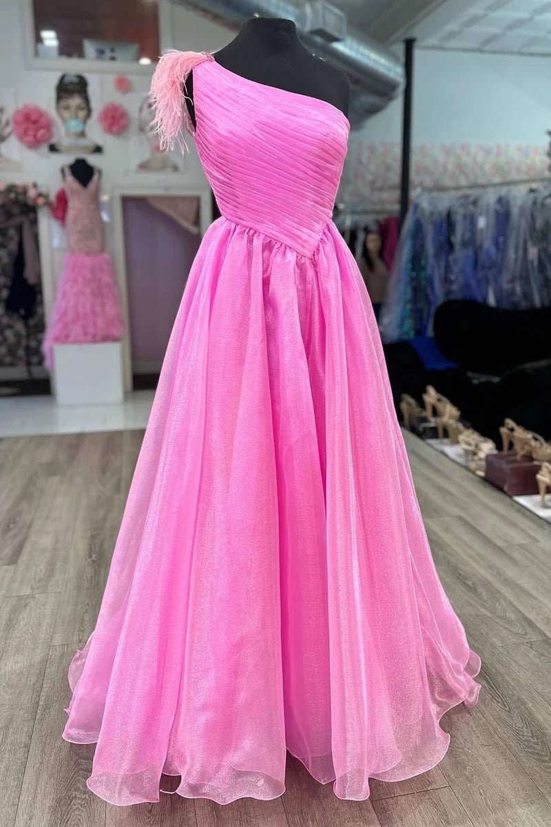 Seasonal Clearance chic slip dressTulle A-Line One Shoulder Sleeveless Prom Dress