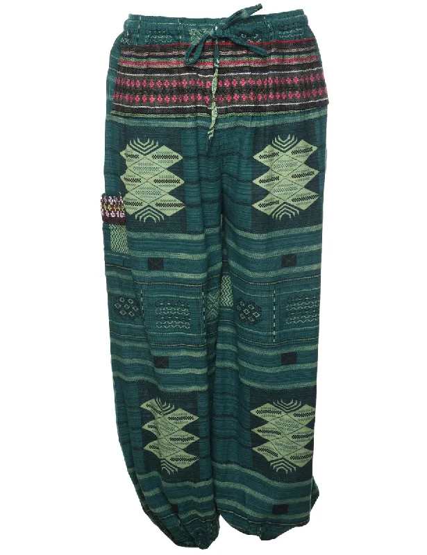 Epic Deals sleek jacketGreen Patterned Casual Trousers - W25 L27