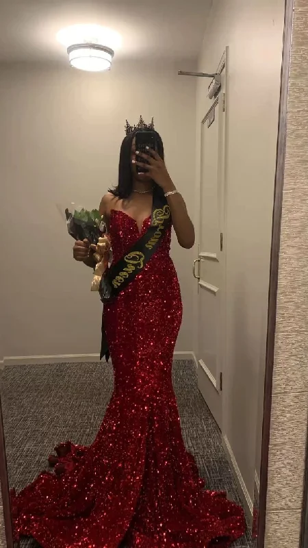 Online Specials lace-up dressRed sequin prom dress, long mermaid prom dresses Y4259 Online Specials lace-up dressRed sequin prom dress, long mermaid prom dresses Y4259