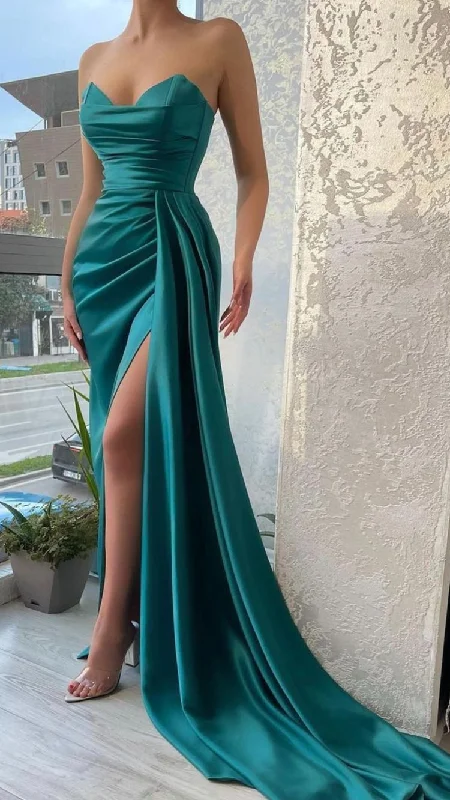 New Markdowns flowy maxi dressGreen Strapless Satin Long Evening Dress Y126