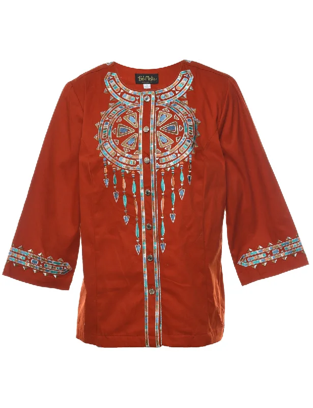 Buy Now classic jacketEmbroidered Burnt Orange Bob Mackie Tapestry Jacket - S