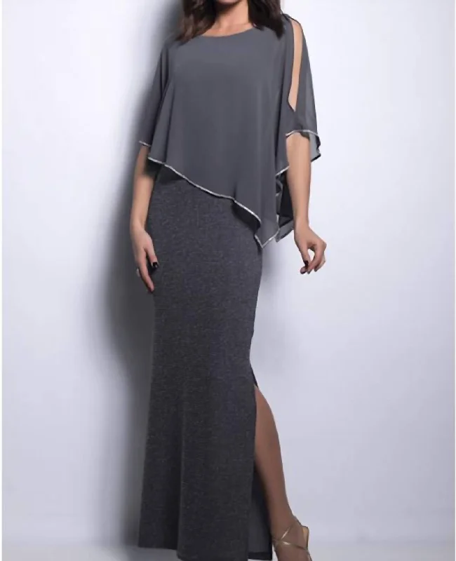 Instant Savings satin dressCape Gown in Charcoal
