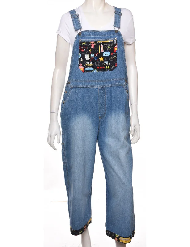 Bargain Prices versatile coatStone Wash Patchwork Applique Dungarees - W38 L23