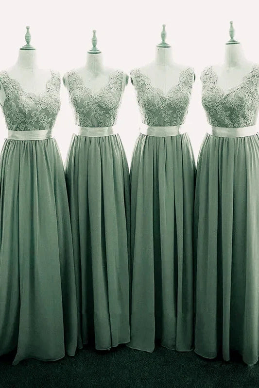 Act Fast v-neck dressSexy Two Tone V-Neck Sleeveless Appliques A-Line Bridesmaid Dress