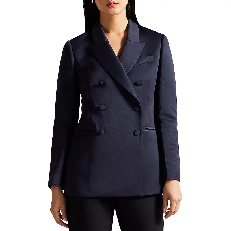 Savings Alert raincoatWomens Collar Pocket Double-Breasted Blazer