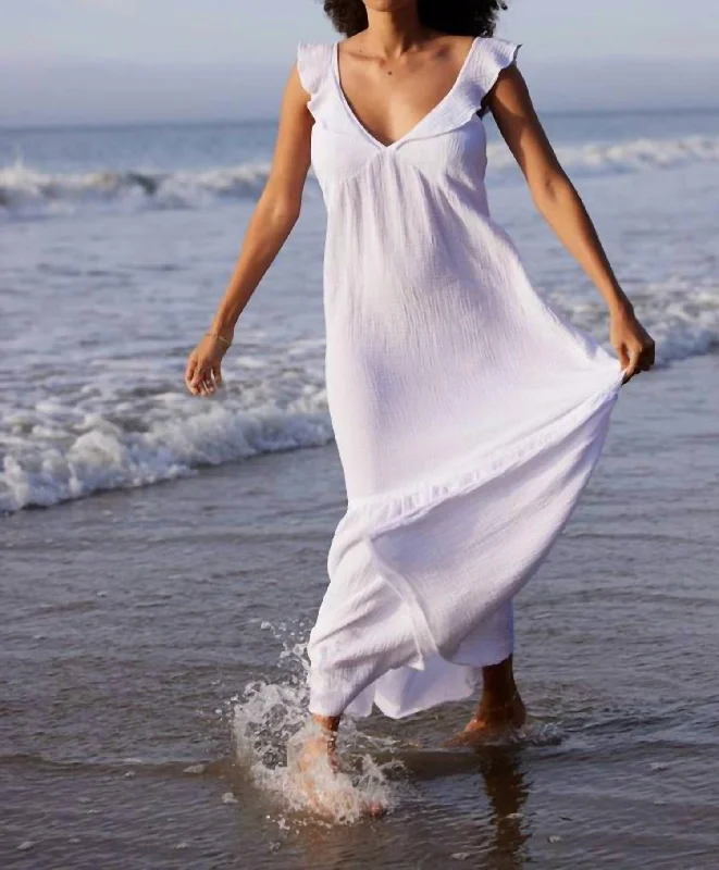 Now or Never floral dressCabo Gauze Maxi Dress in White