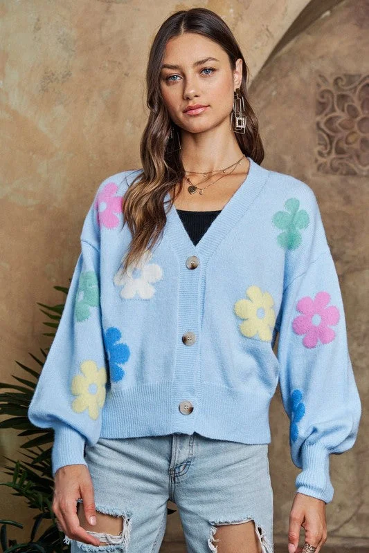 Big Discounts zip-up hoodie for gymstylish athletic hoodieADORA Flower Button Down Lantern Sleeve Cardigan