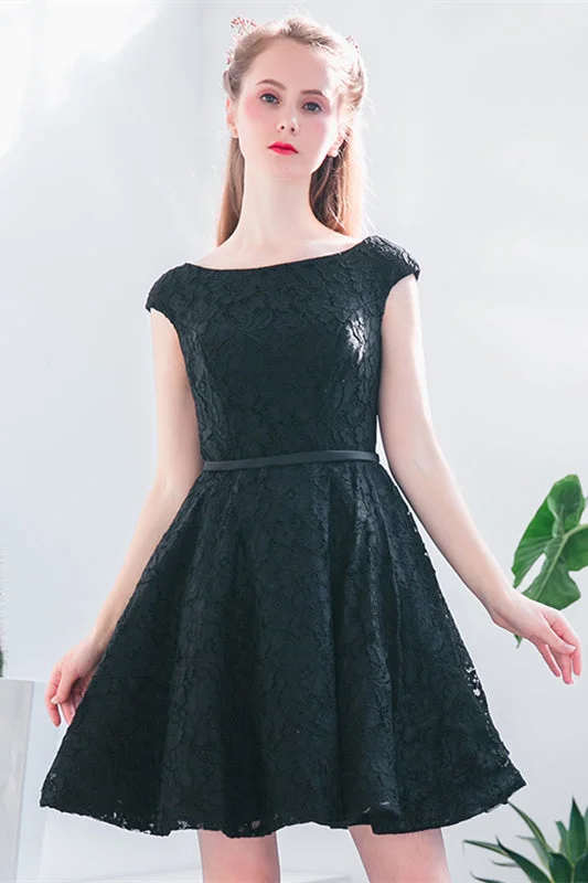 Special Discount spaghetti strap dressBlack A-line Scoop Neck Cap Sleeves Lace Mini Formal Dress with Sash Special Discount spaghetti strap dressBlack A-line Scoop Neck Cap Sleeves Lace Mini Formal Dress with Sash