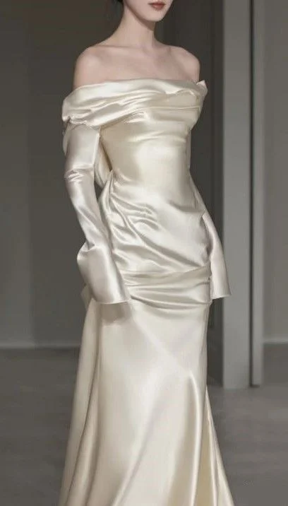 Today’s Special off-shoulder dressClassy Off-The-Shoulder Satin Wedding Dress Y4607