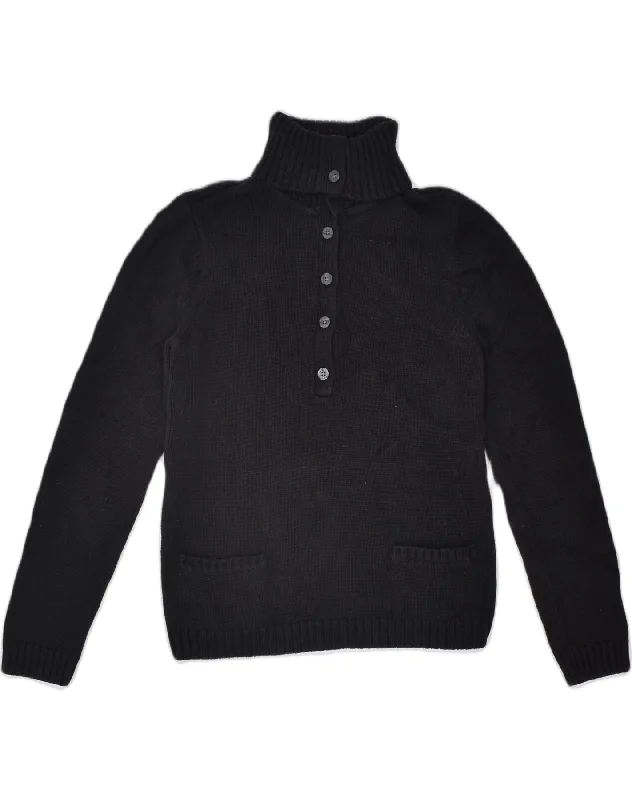 YEAR-End Sale simple hoodieCHAPS Womens Button Neck Jumper Sweater UK 16 Large Black Cotton