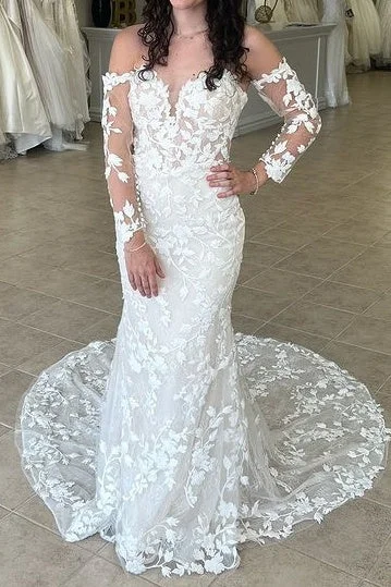 Special Buy lace dressSweetheart Long Sleeves Empire Lace Wedding Dress