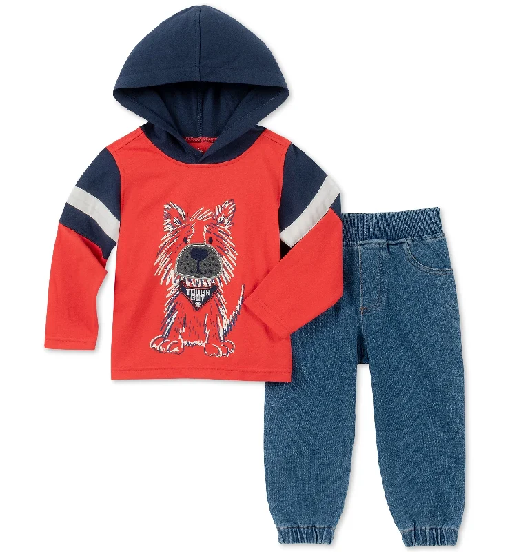 Lowest Price pullover hoodiebreathable gym hoodieKids Headquarters Baby Boys 2 Pc. Dog Print Hoodie Denim Jogger Pants Set