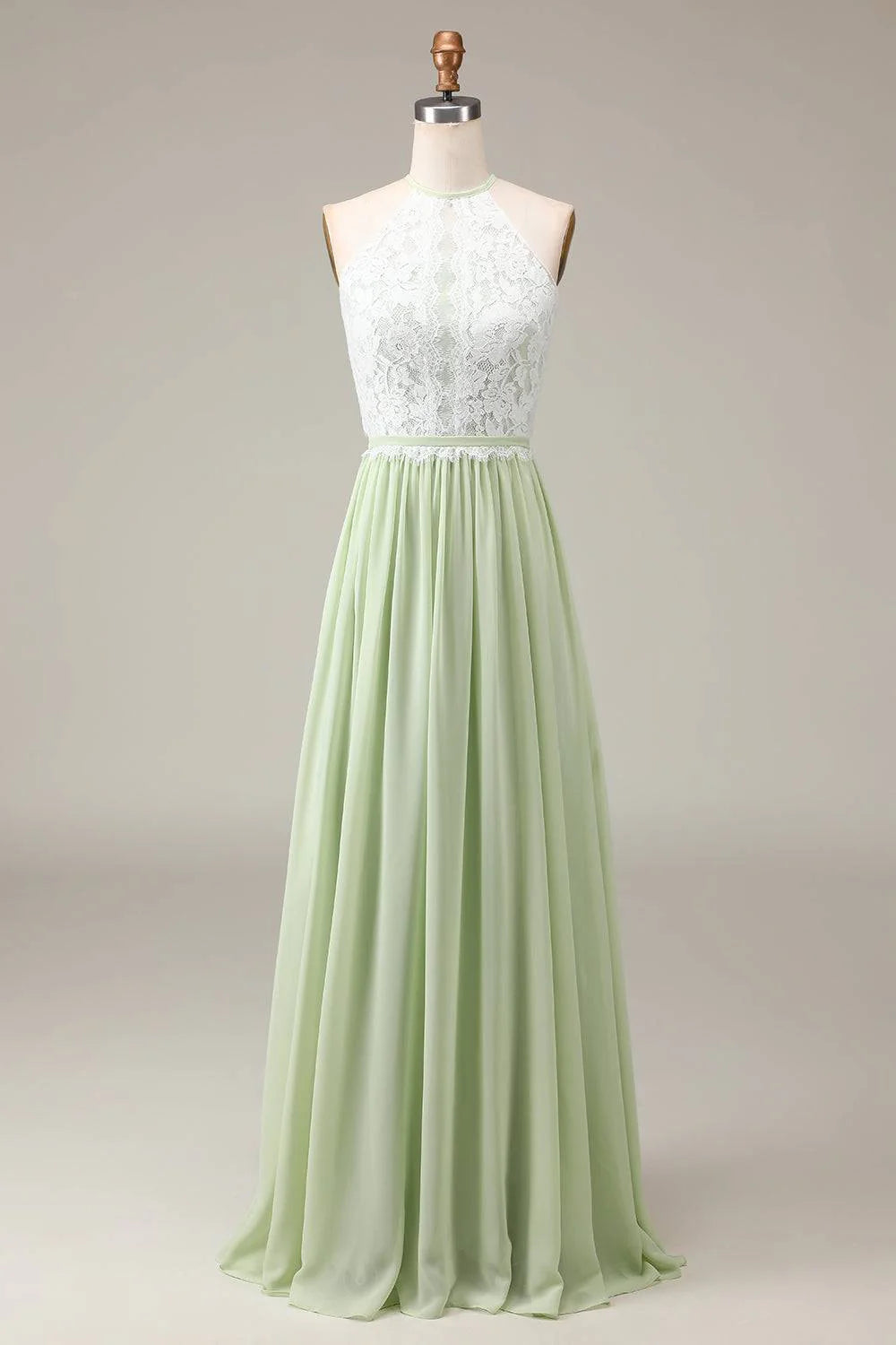 Buy Now printed dressTwo Tone A-Line Round Sleeveless Empire Bridesmaid Dress