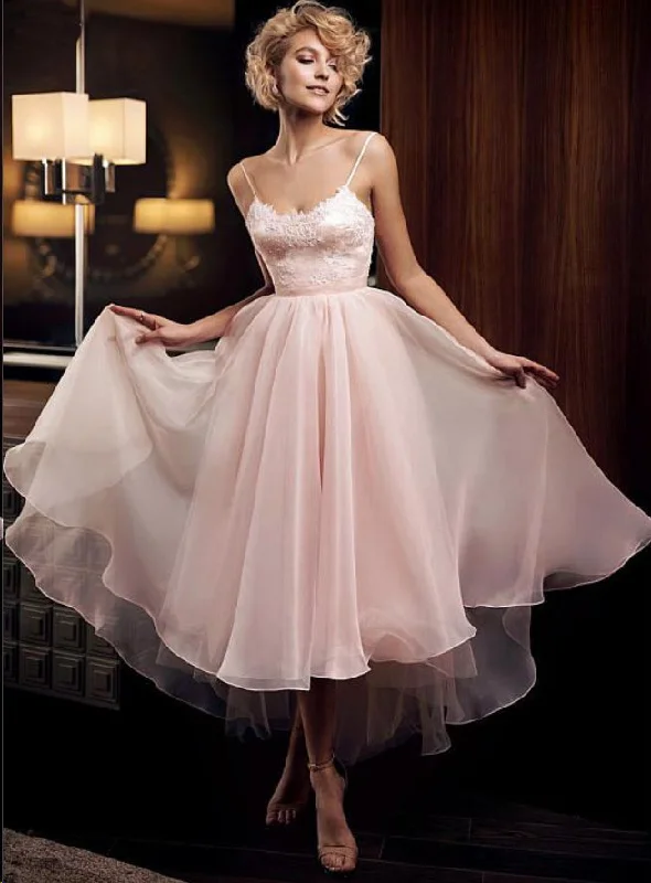 Amazing Deals High Low Homecoming Dresses Spaghetti Straps Aline Pink Lace Short Prom Dress Party Dress JK763