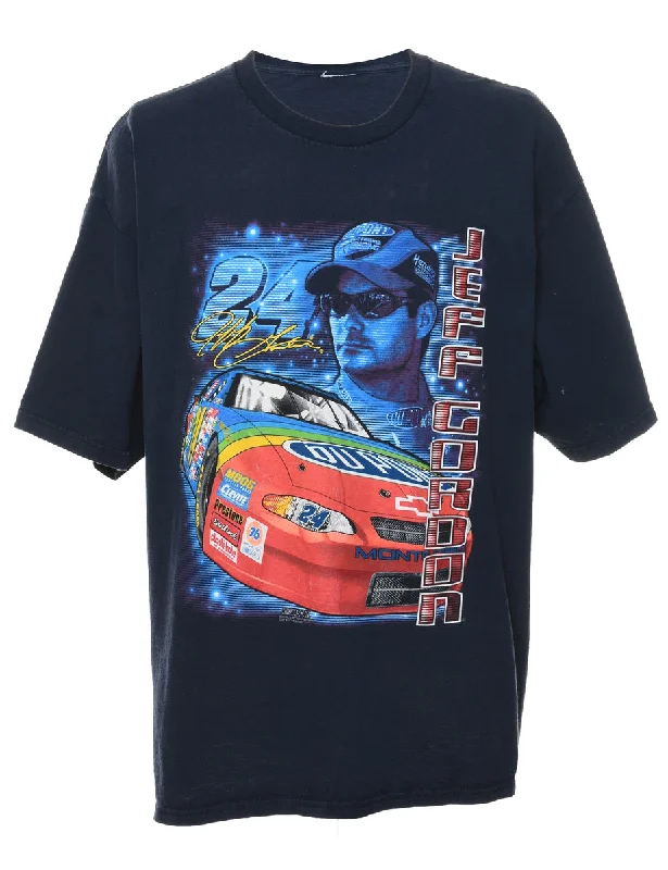Hot Deal stylish lightweight coatNavy Car Racing Printed T-shirt - XL