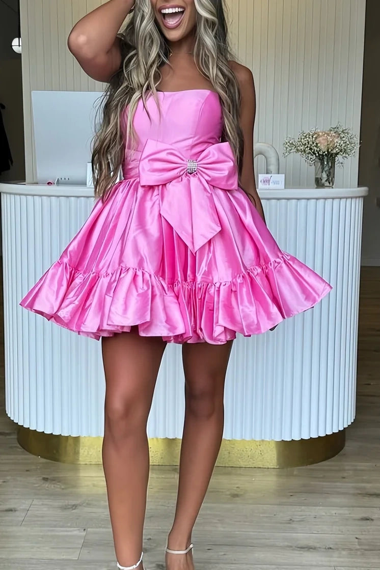 Reduced Prices elegant evening dressCute Satin A-Line Strapless Empire Homecoming Dress